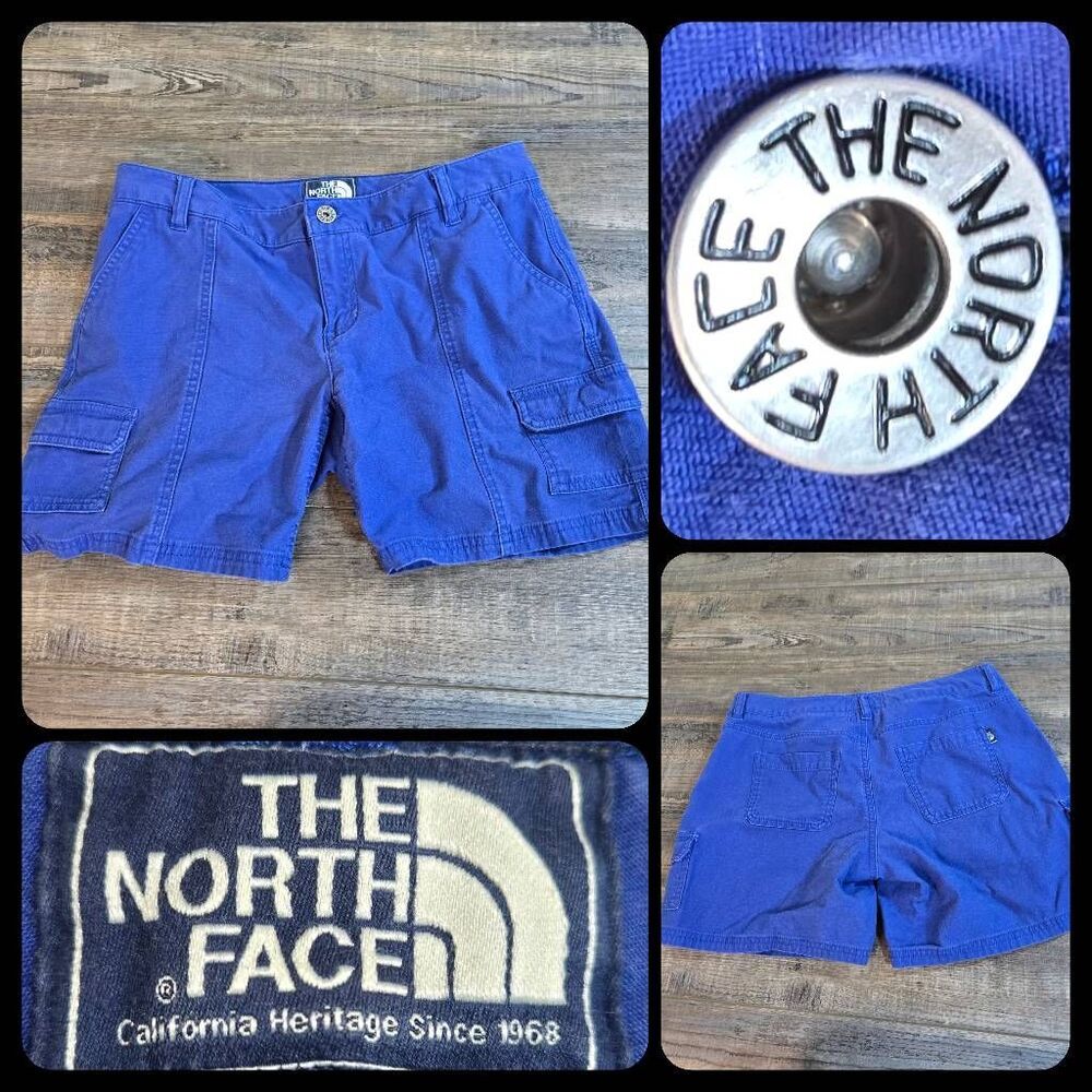 The North Face blue cargo shorts size 4 long Great pockets stretchy comfortable